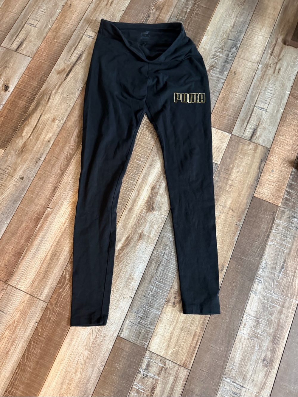 Puma Black Leggings with Gold Logo